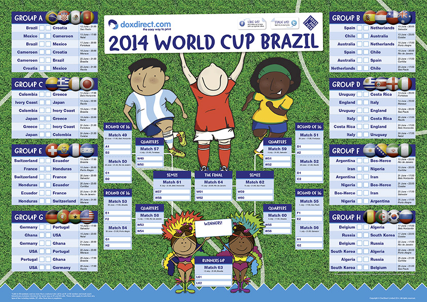 Doxdirect World Cup Wall Planner