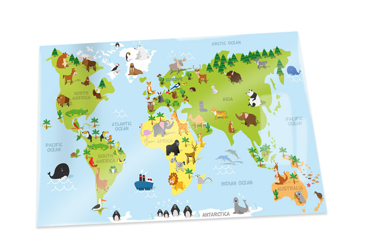 A1 World map poster with animals